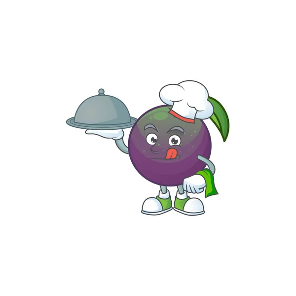 Chef com estrela de alimentos maçã forma de fruta mascote personagem . — Vetor de Stock