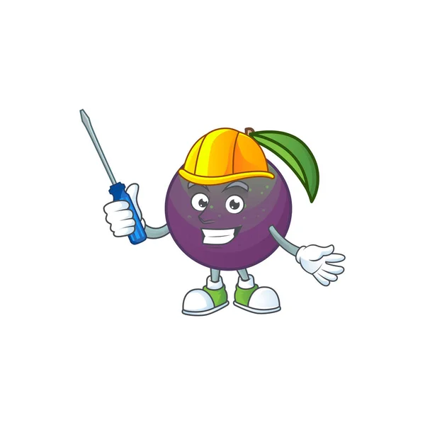 Auto ster Apple personage in cartoon mascotte — Stockvector