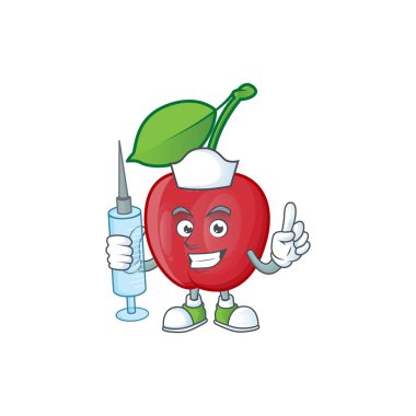 Beyaz arka planda Hemşire karikatür bing kiraz