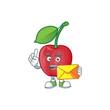 Beyaz arka planda zarf karikatür bing kiraz ile