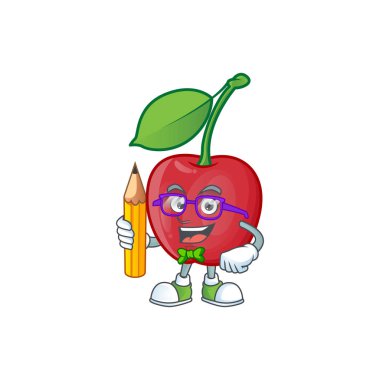 Beyaz arka planda öğrenci karikatür bing kiraz