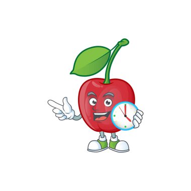 Beyaz arka planda saat karikatür bing kiraz ile