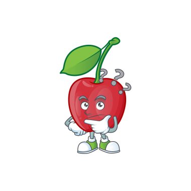 Karakter maskot şeklinde tatlı bing kiraz düşünme.