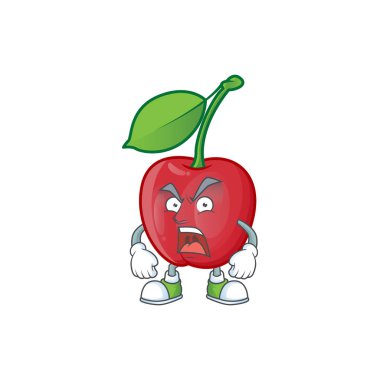 Karakter maskot şeklinde kızgın bing kiraz tatlı.