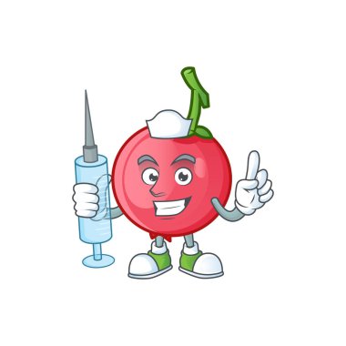 Maskot ile Hemşire karikatür lovi lovi meyve