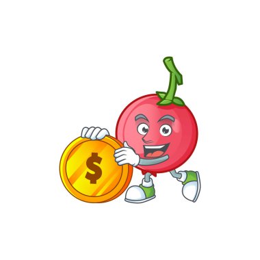 Beyaz arka plan üzerinde sikke maskot lovi lovi meyve getir