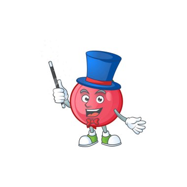 Beyaz arka plan üzerinde Sihirbaz maskot lovi lovi meyve