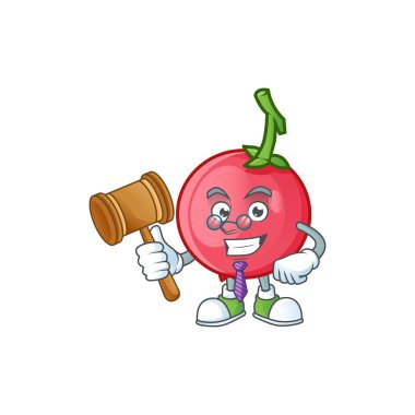 Beyaz arka plan üzerinde Yargıç maskotu lovi lovi meyve
