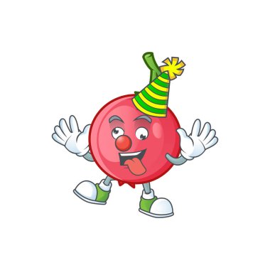 Beyaz arka plan üzerinde Palyaço maskotu lovi lovi meyve