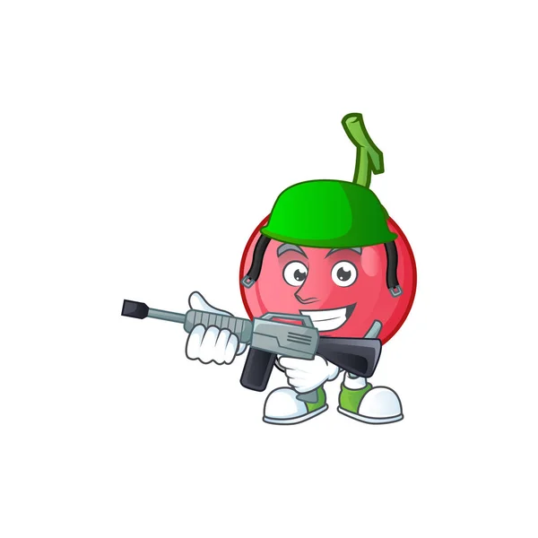 Ejército lovi lovi fruta en carácter mascota — Archivo Imágenes Vectoriales