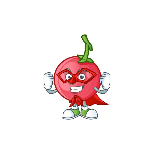 Super héroe de dibujos animados lovi lovi fruta con mascota — Vector de stock