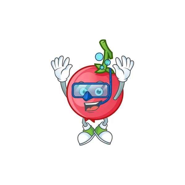 Mergulho desenho animado lovi lovi fruta com mascote —  Vetores de Stock