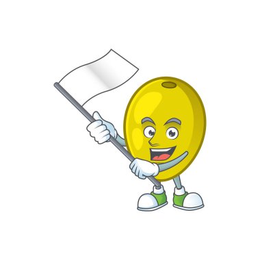 Maskot karikatür bayrak taze zeytinyağı ile