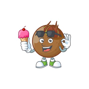 Beyaz arka plan üzerinde dondurma tatlı medlar karikatür ile