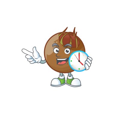 Beyaz arka plan üzerinde saat tatlı medlar karikatür ile