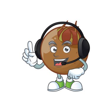 Tasarım logosu için kulaklık medlar meyve çizgi film karakteri ile