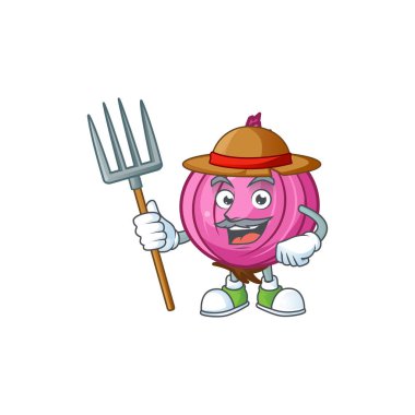 Tarifi gıda için Çiftçi kırmızı soğan karikatür