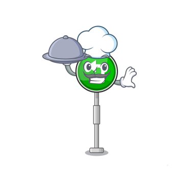 Gıda şalt sol karakter maskot ile şekilli şef