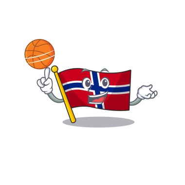 Basketbol bayrağı ile norveç karakteri çizgi film şeklinde