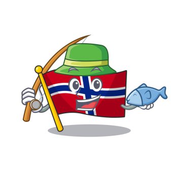 Balıkçılık norveç bayrağı karakter direğine uçurulur