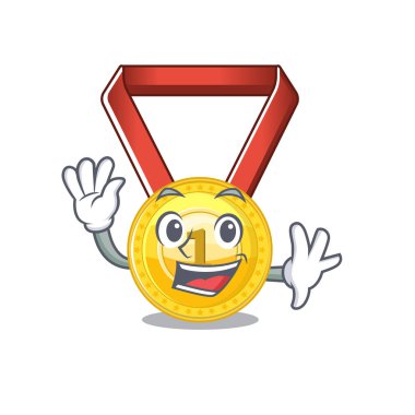 Karakter şekli ile altın madalya sallayarak