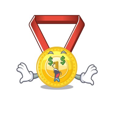 Para göz altın madalya karikatür duvara asılı