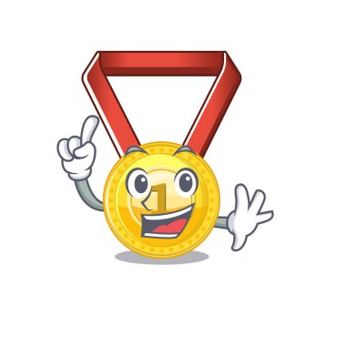 Parmak altın madalya karikatür duvara asılı