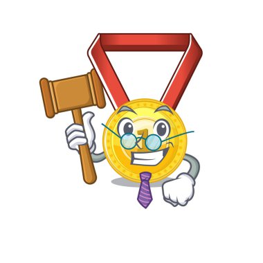 Yargıç altın madalya karikatür duvara asılı