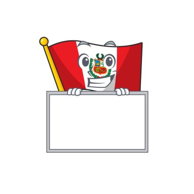 Tahta bayrağı peru macot izole ile Sırıtarak