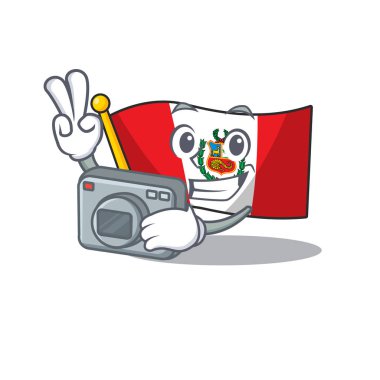 Duvar maskotu bağlı Fotoğrafçı peru karikatür bayrağı