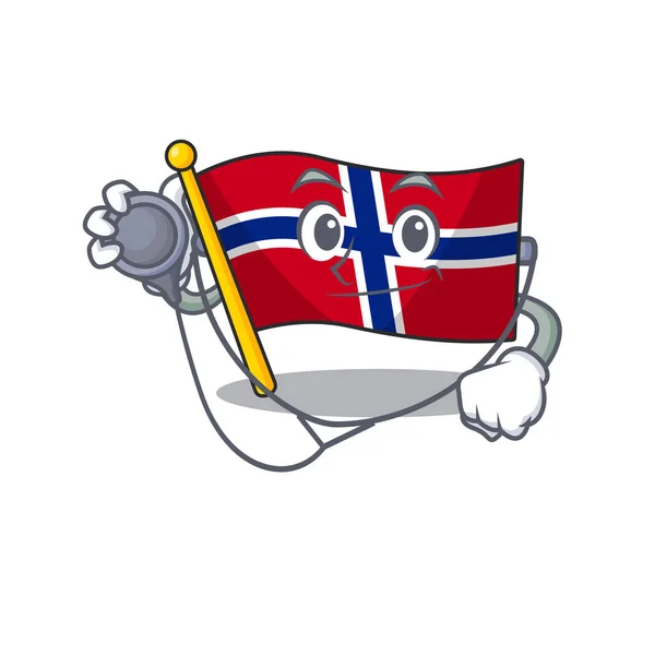 Medico bandiera norway personaggio sagomato su cartone animato — Vettoriale Stock