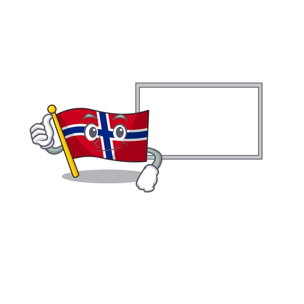 Великі пальці з прапором на дошці Норвегія символ, сформований на мультфільмі — стоковий вектор