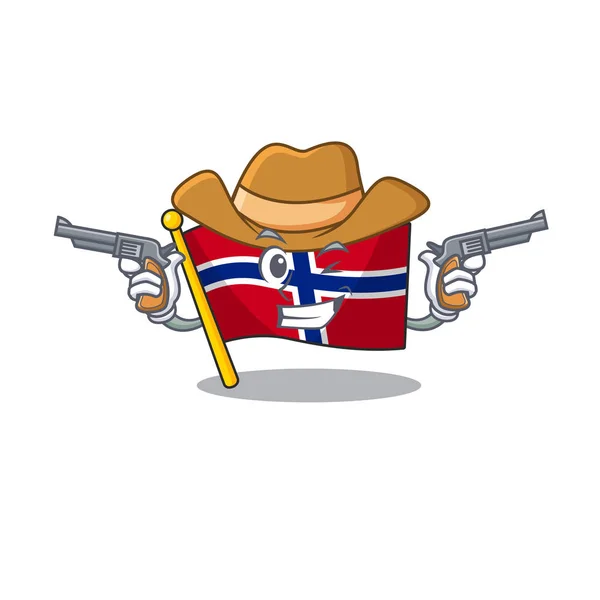 Bandera de vaquero personaje noruego en forma de dibujos animados — Vector de stock