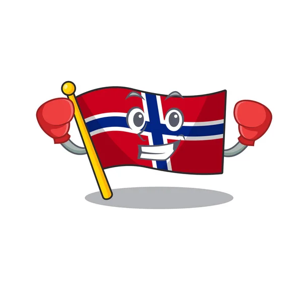 Boxe bandeira norway personagem em forma de desenho animado — Vetor de Stock