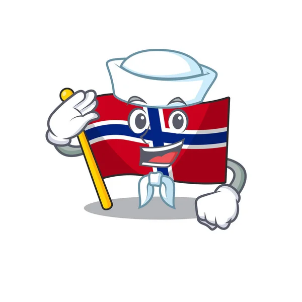 Marinheiro bandeira norway personagem em forma de desenho animado —  Vetores de Stock