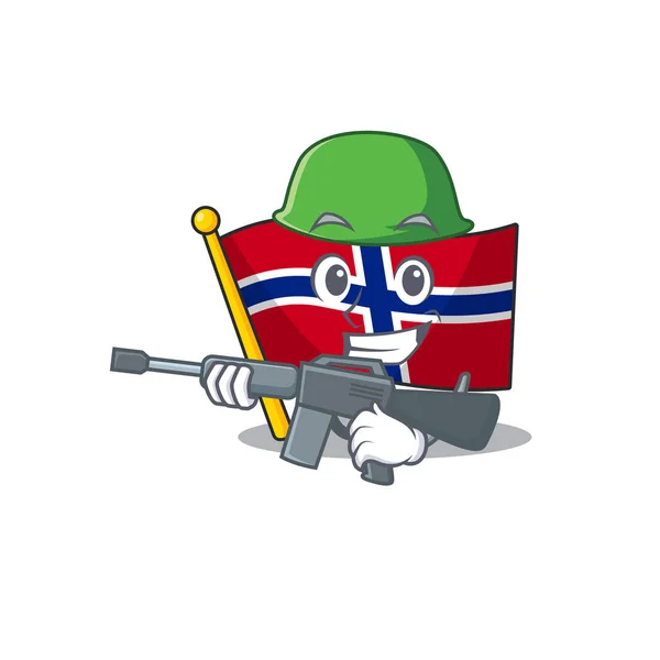Персонаж норвейского флага армии в форме мультфильма — стоковый вектор