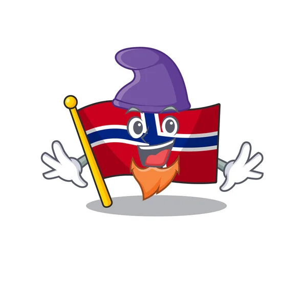 Elfo bandiera norway personaggio sagomato su cartone animato — Vettoriale Stock