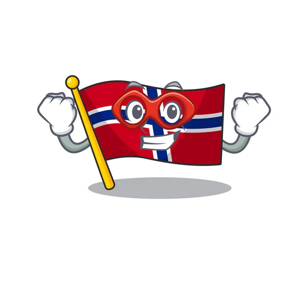 Super bohater flaga Norwegii na białym tle w maskotka — Wektor stockowy