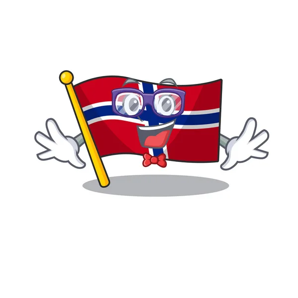 Geek vlajka Norska izolovaný v maskota — Stockový vektor