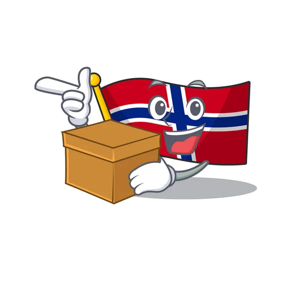 Com bandeira de caixa norway isolado na mascote —  Vetores de Stock