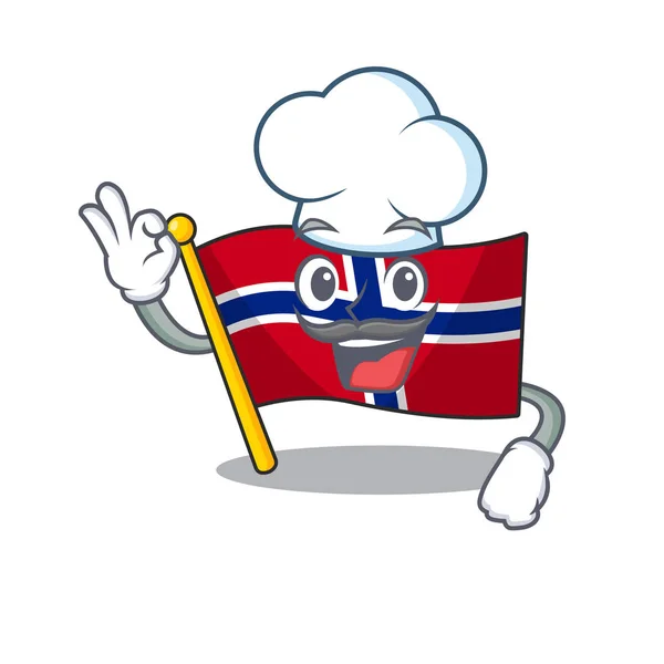 Bandeira do chef norway isolado na mascote —  Vetores de Stock