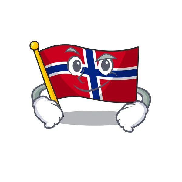 Smirking flag norway isolato nella mascotte — Vettoriale Stock