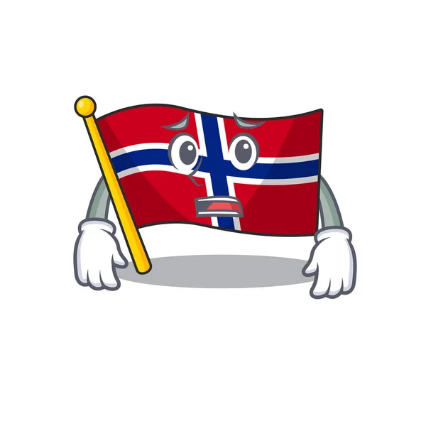 A bandeira do norway é hasteada no pólo do caráter — Vetor de Stock
