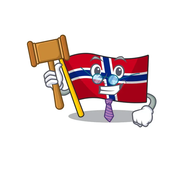 Giudice Norway bandiera collocato nella credenza personaggio — Vettoriale Stock