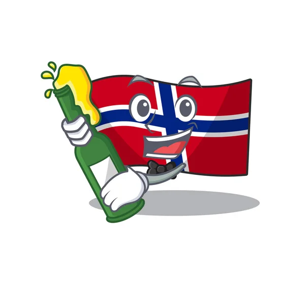 С пивом норвейский флаг помещен в символический шкаф — стоковый вектор