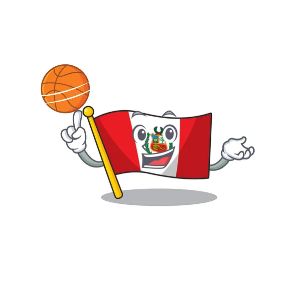 Mit basketballfahne peru isoliert im macot — Stockvektor