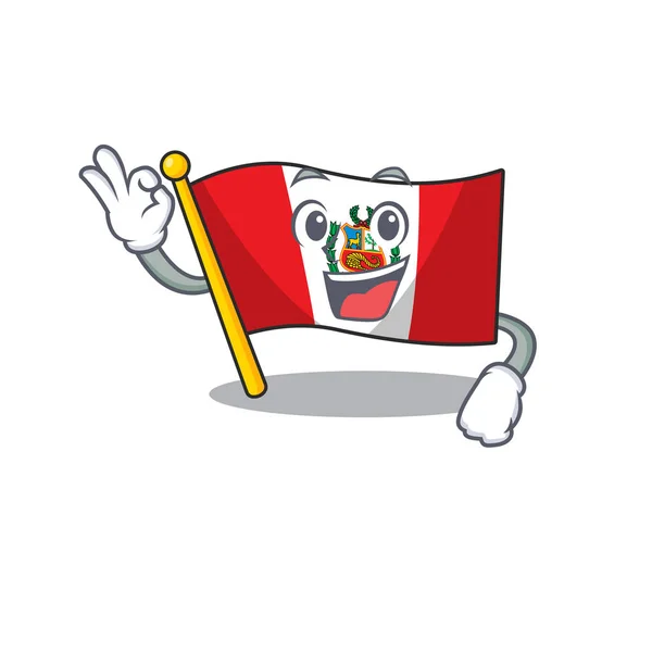 Okay Flagge Peru Charakter auf Cartoon geformt — Stockvektor