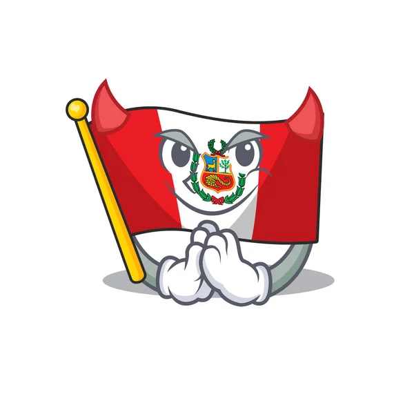 Devil Peru Cartoon flag dołączone do maskotki ścienne — Wektor stockowy