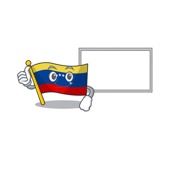 Pulgares hacia arriba con la bandera del tablero venezuela con la forma de dibujos animados — Vector de stock