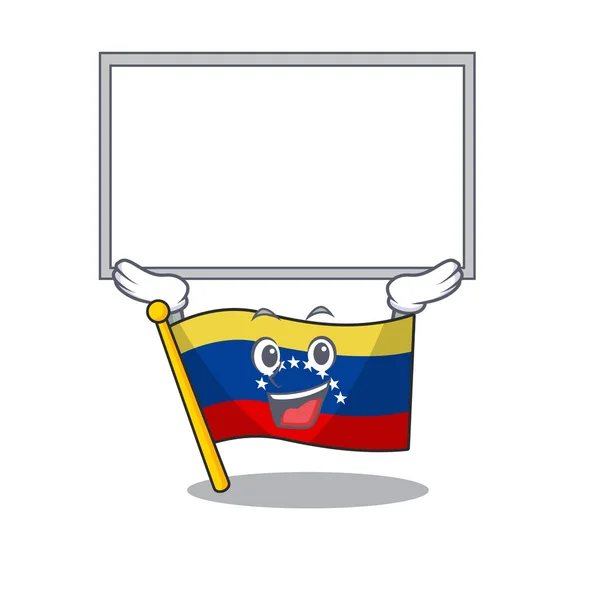 Tábla zászló Venezuela a rajzfilm alakzattal — Stock Vector